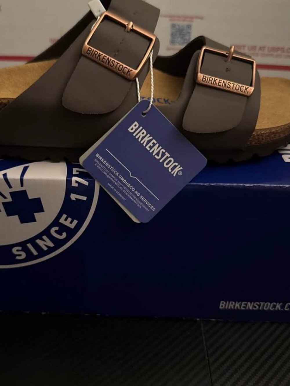 Birkenstock Arizona Slide Sandal Mocha Brown Size 39, Women's 8 - 8.5